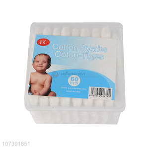 Suitable Price <em>Baby</em> <em>Care</em> Soft And Gentle Cotton Swab 60Pcs With Plastic Box