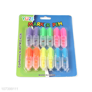 Wholesale mini portable plastic highlighter set fluorescent pen set