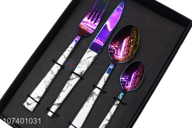 Colorful high-end luxury metal flatware set for western restaurant