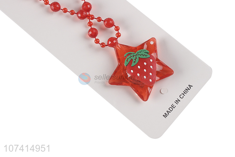 Factory Sell Star Shape Strawberry Pattern Flashing Necklace For Kids