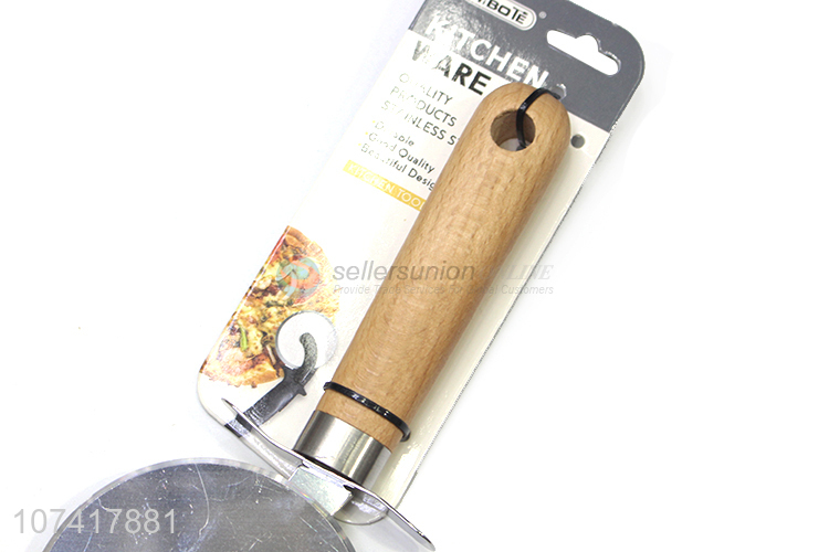 Best Quality Big Pizza Slicer Wooden Handle Pizza Cutter