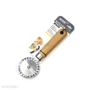 Good Quality Stainless Steel Pizza Cutter Wheel With Wooden Handle