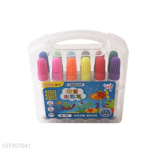 Hot sale safe non-toxic 12 colors plastic water color pen school stationery
