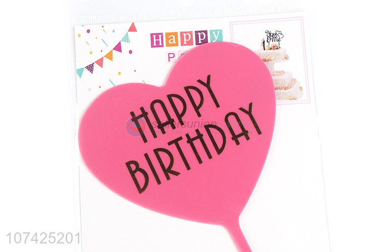 Wholesale heart shape plastic cake topper for birthday cake decoration