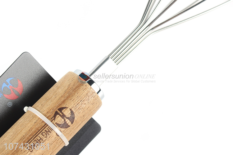 Cheap Kitchen Tools Stainless Steel Egg Whisk With Bamboo Handle