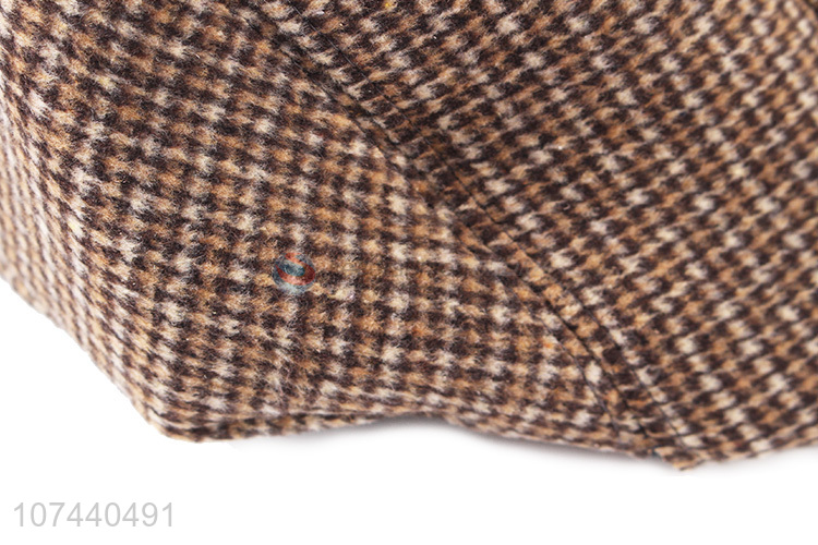 Hot sale adults winter hat houndstooth woolen peaked cap