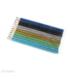 Most popular 6-color glitter wood colored pencil for students