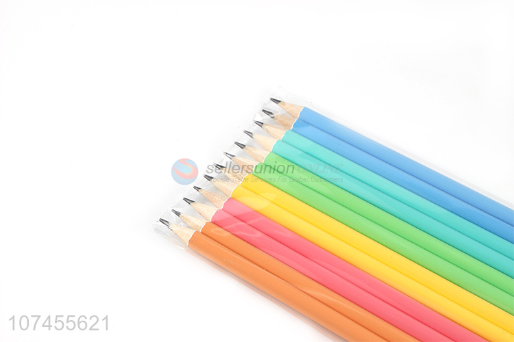 High quality 12pcs macaron color wooden HB pencil for kids