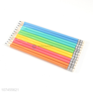 High quality 12pcs macaron color wooden HB pencil for kids