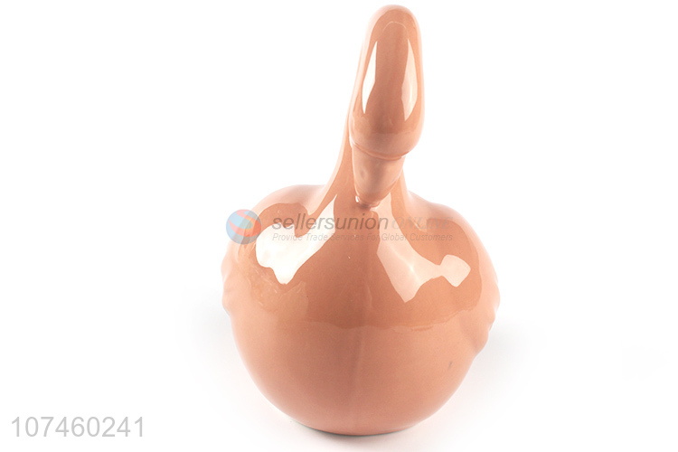 Custom Home Decoration Swan Shape Ceramic Money Box