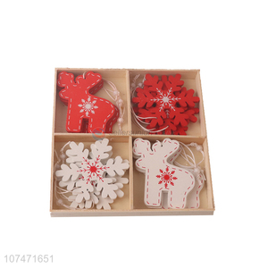 Hot sale Christmas ornaments colored wooden snowflake reindeer pendants