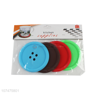 Popular products round button shape silicone coasters silicone cup mats