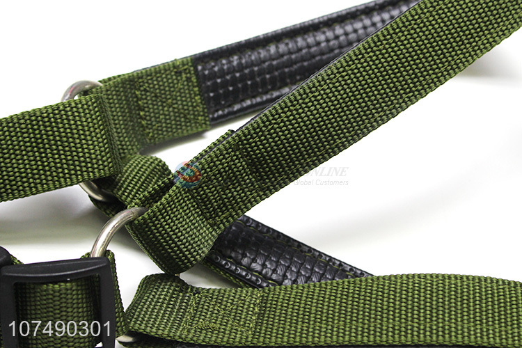 Most popular pet accessories army green woven dog collar with leash