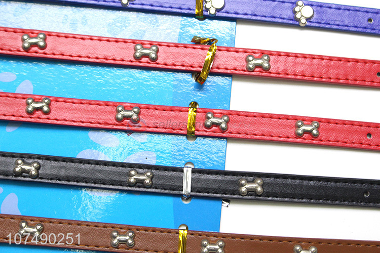 Suitable price pet supplies pu leather dog collar with rivets
