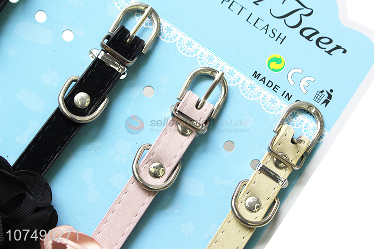 Reasonable price pet accessories pu leather dog collar with flower