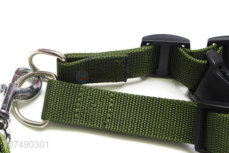 Most popular pet accessories army green woven dog collar with leash