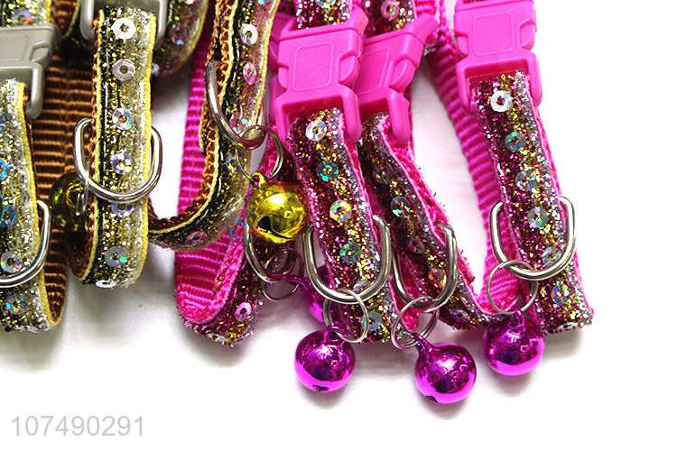 China manufacturer pet products fashion woven dog collar with sequins