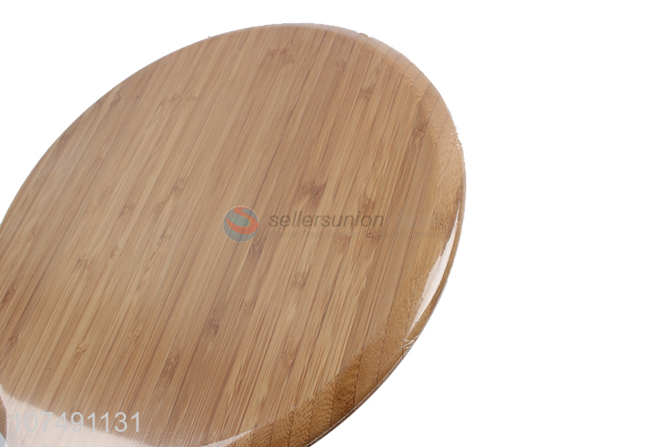 Wholesale New Design Food Contact Safe Round Bamboo Cutting Board With Handle