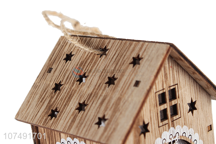 Factory Sell Festival Supplies Hanging Led Light Wooden House Christmas Decoration Crafts