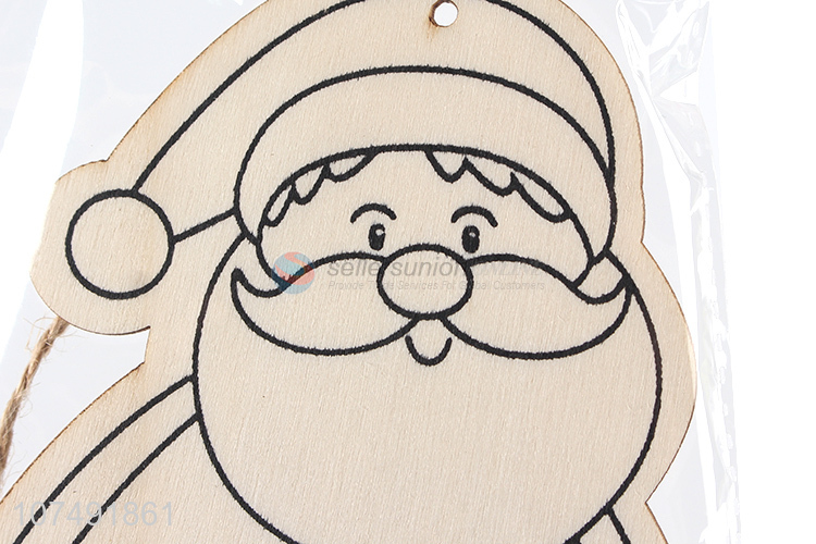 Wholesale Christmas Santa Claus Pattern Children Diy Wooden Painting Toy