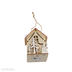 Factory Sell Wooden Christmas House Shaped Led Light Pendant For Christmas Decoration