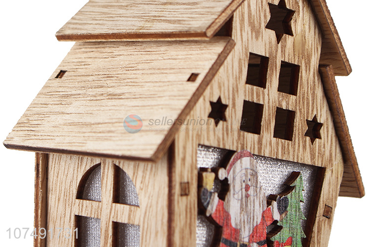 Unique Design Christmas Decoration Hanging Led Light Wooden House Pendant