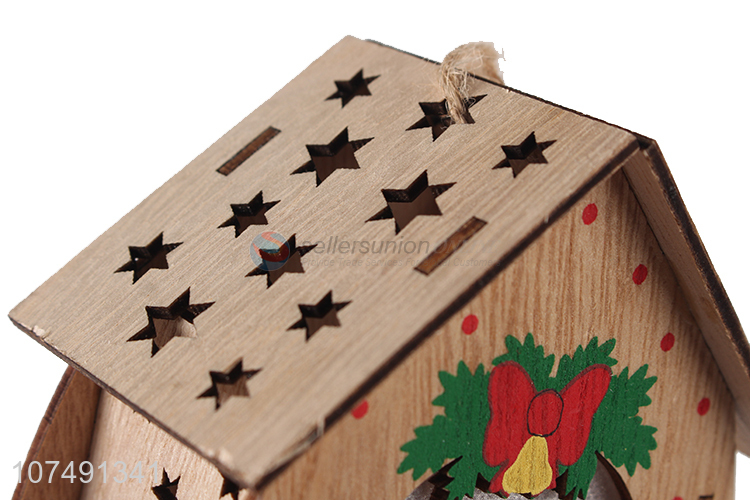 Creative Design Christmas Decoration Lighting Wooden House Ornaments