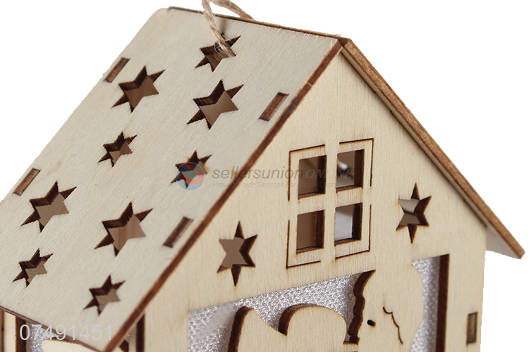 Good Price Led Light Wooden Christmas House Christmas Decoration Pendant