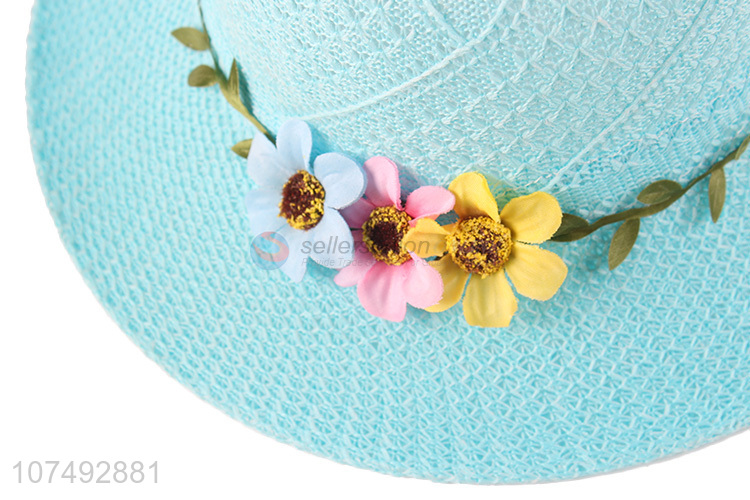 Contracted Design Outdoor Knitted Hat With Flower Decoration