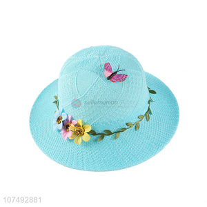 Contracted Design Outdoor Knitted Hat With Flower Decoration