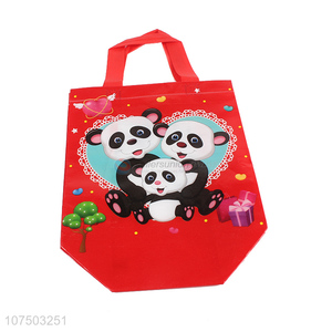 High Sales Cute Cartoon Panda Pattern Reusable Eco Friendly Shopping Non-Woven Bag