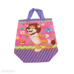 Wholesale Price Cartoon Lion Pattern Foldable Non-Woven Shopping Tote Bag