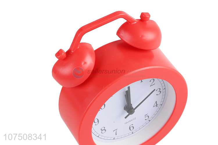 Low price round twin bell alarm clock plastic table clock