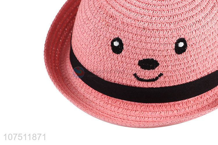 Wholesale cartoon bear kids summer paper straw hats sun hat