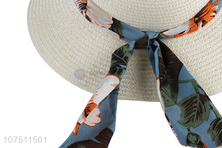 Low price graceful ribbon straw hat sun hat for ladies