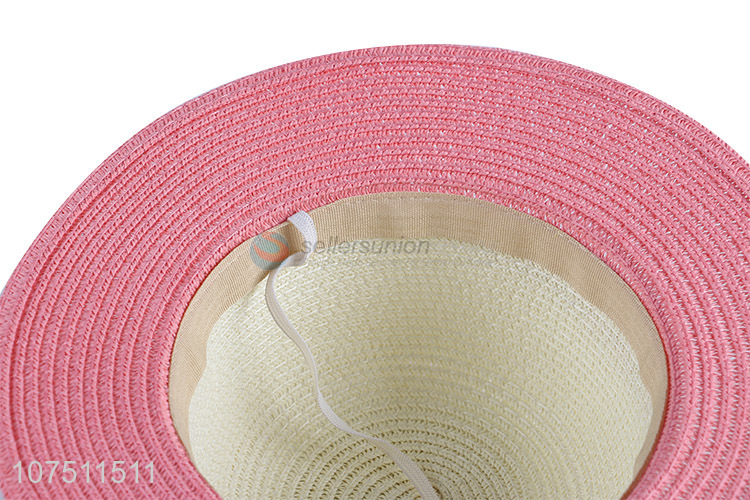 Wholesale fashion women summer ribbon straw hats sun hat
