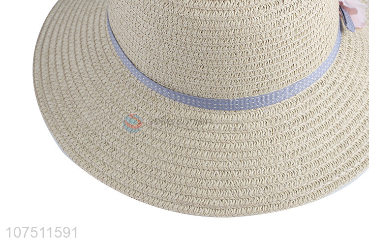 China factory kids travel paper straw hat sun hat with flower