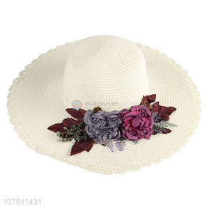 New products fashion ladies floppy hat summer paper straw hat