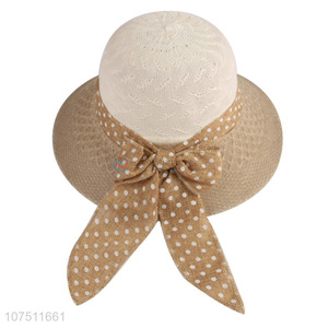Good quality graceful summer knitting women sun hat with ribbon