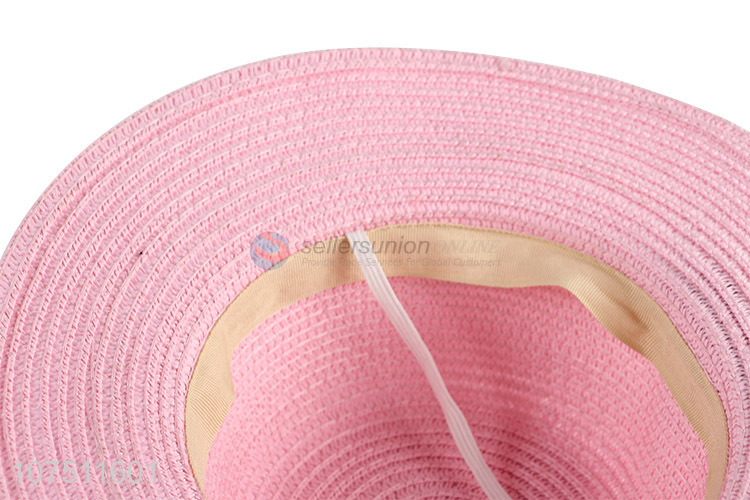 New products children summer paper straw hat sun hat with pearls