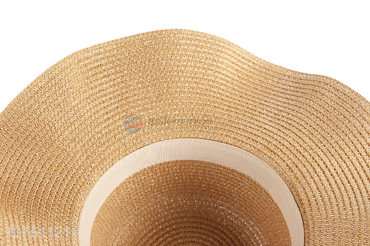 Custom exquisite wide brim ladies paper straw hats sun hat