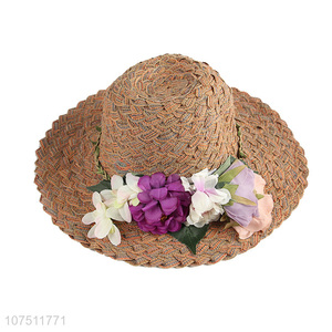 New products fashion wide brim women sun hat flower beach hat