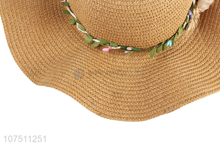 China factory fashion wide brim sun hat ladies paper straw hat