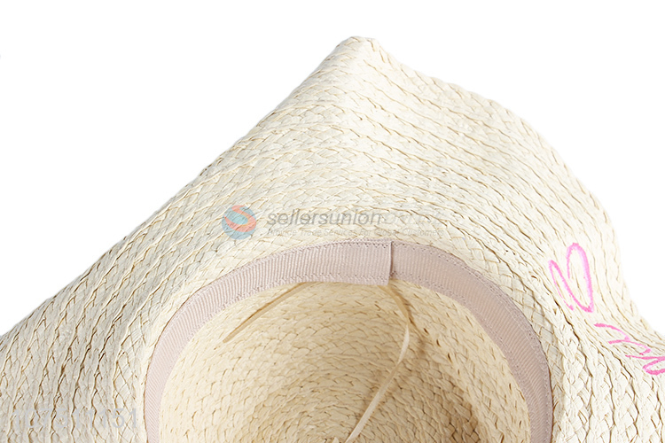 Custom women summer paper straw hats wide brim sun hat