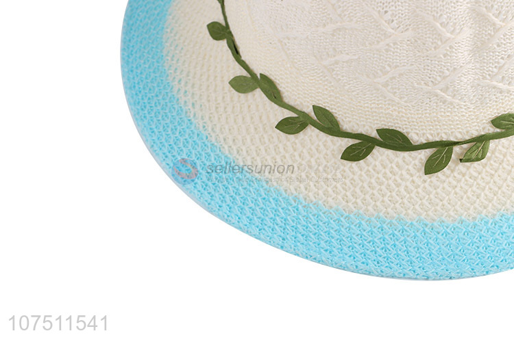 China supplier fashion summer knitting women sun hat with wreath