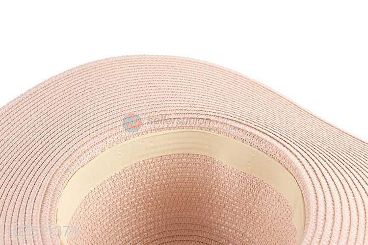 China supplier fashion ladies polka dot ribbon sun hat straw hat