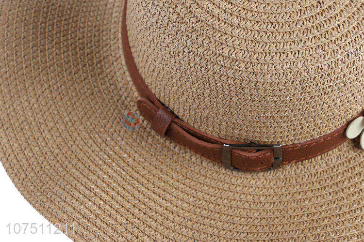 Custom exquisite wide brim ladies paper straw hats sun hat