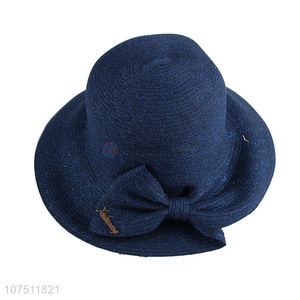 Factory price graceful women straw sun hat bucket hat with bowknot