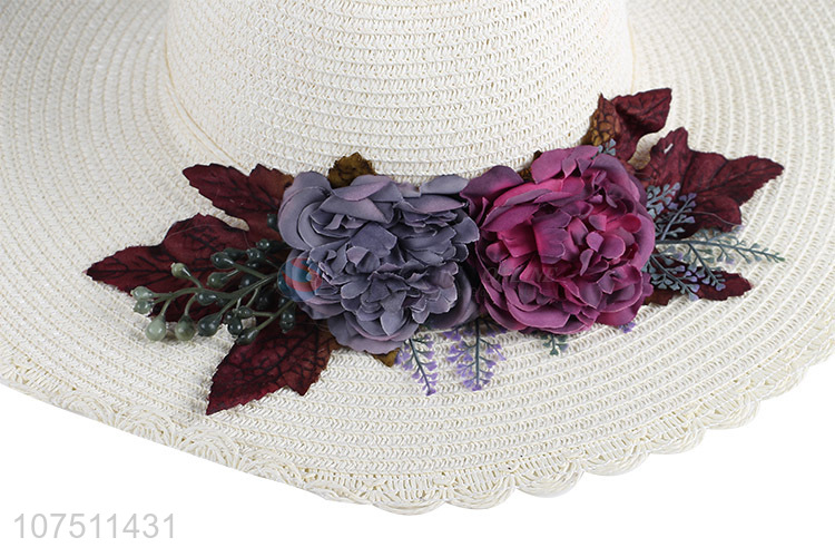 New products fashion ladies floppy hat summer paper straw hat