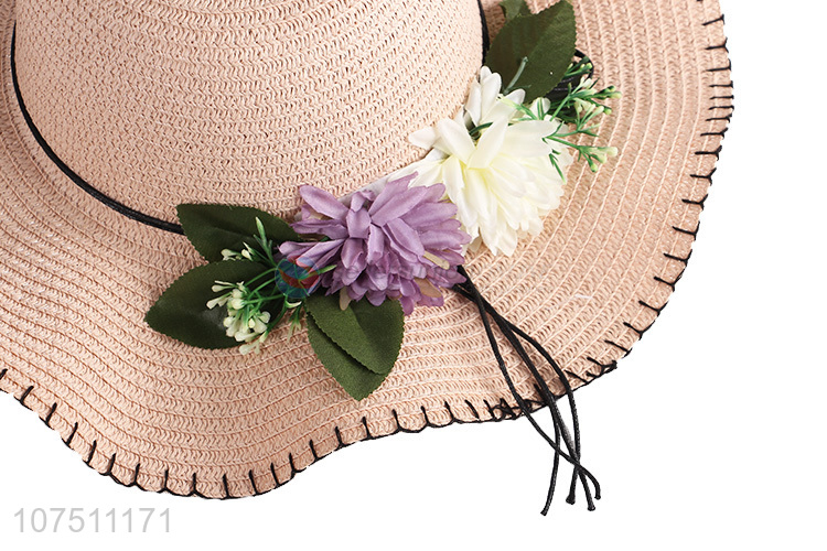 Wholesale elegant wide brim women straw hat sun hat beach hat